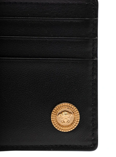 Shop Versace Black Card-holder With Medusa Biggie Detail In Leather Woman