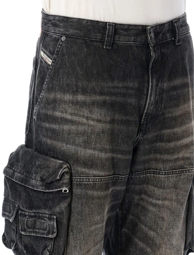 Shop Diesel Straight Jeans D-fish Oghaa In Black Wash