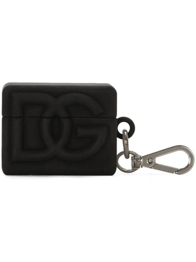 Shop Dolce & Gabbana Cover For Airpods With Embossed Logo In Black