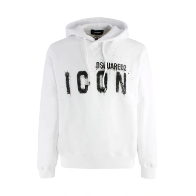 Shop Dsquared2 Icon Paint-splatter Cotton Hoodie In 100