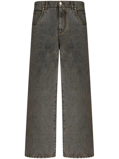 Shop Etro Mid-rise Straight Jeans In Grey