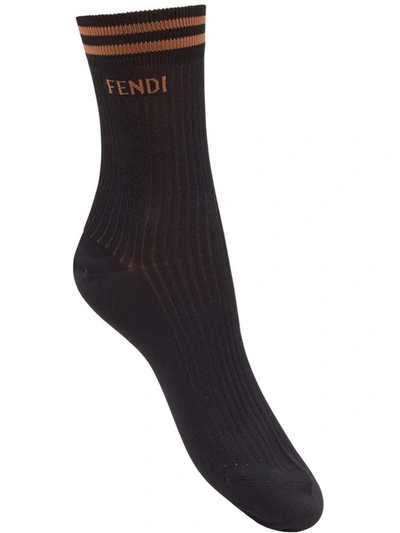 Shop Fendi Logo Socks. Clothing In Black