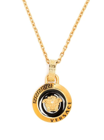 Shop Versace Gold-colored Necklace With Medusa Pendant In Metal Man In Grey