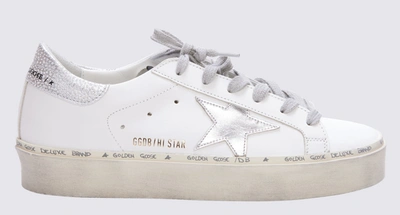Shop Golden Goose White And Silver-tone Leather Hi Star Sneakers