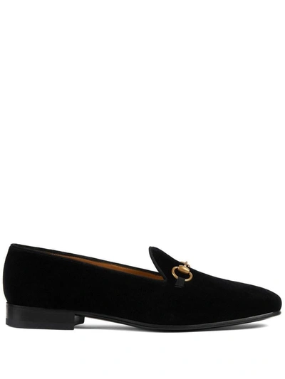 Shop Gucci Velvet Loafers In Black
