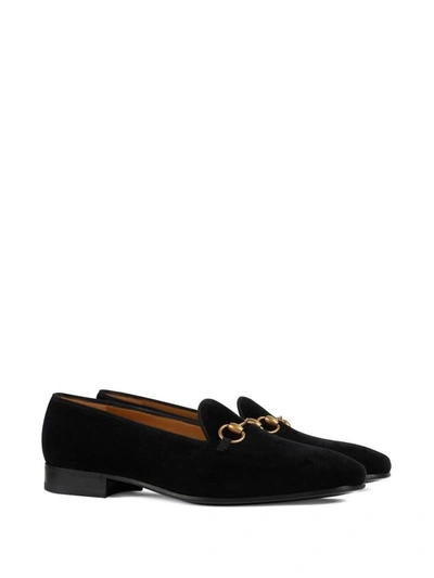 Shop Gucci Velvet Loafers In Black