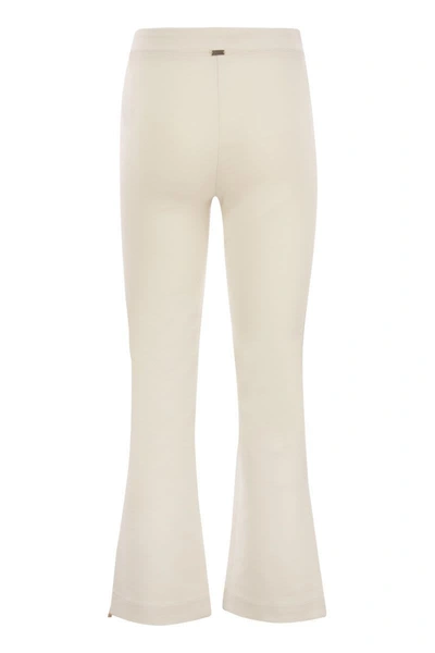 Shop Herno Viscose Jersey Trousers In Cream