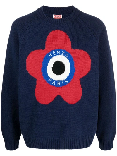Shop Kenzo Shirt With Embroidered Target Logo In Blue