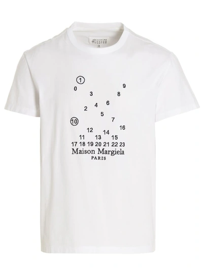 Shop Maison Margiela Logo Embroidery T-shirt In White/black