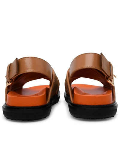 Shop Marni Brown Raffia Blend Fussbett Sandals