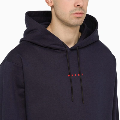Shop Marni Hoodie With Logo On Chest In Blue