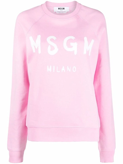 Shop Msgm Sweatshirt With Logo In Pink