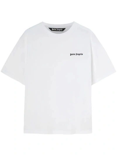 Shop Palm Angels Crew-neck T-shirt With Embroidery In White