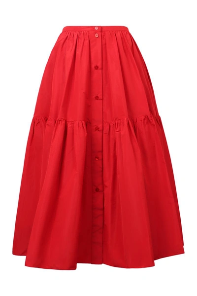 Shop Patou Ruffled Skirt In Red