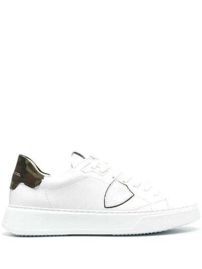 Shop Philippe Model 'temple Veau' Sneakers In Bianco E Verde