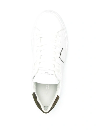 Shop Philippe Model 'temple Veau' Sneakers In Bianco E Verde