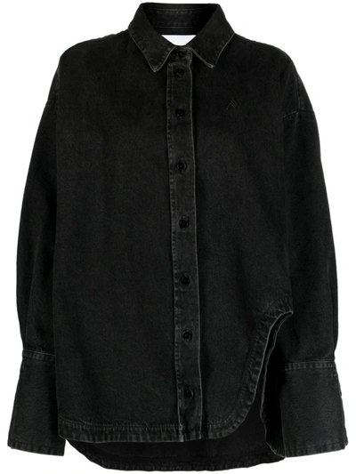 Shop Attico The  Diana Denim Shirt In Black