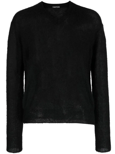 Shop Tom Ford V-neck Knitted Sweater In Black
