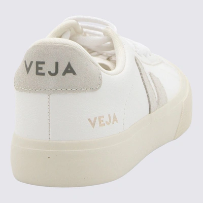 Shop Veja White And Beige Faux Leather Campo Sneakers In Extra-white/natural-suede