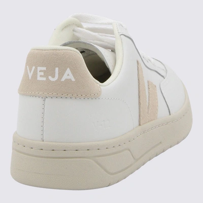 Shop Veja White And Pink Leather V-12 Sneakers In Extra-white/sable