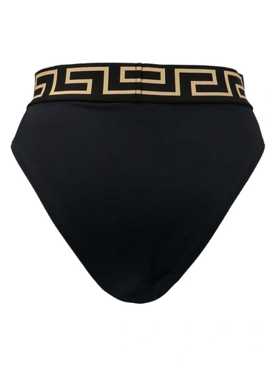 Shop Versace 'greca E Medusa' Bikini Bottoms In Black