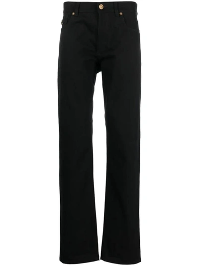 Shop Versace Mid-rise Straight Jeans In Black