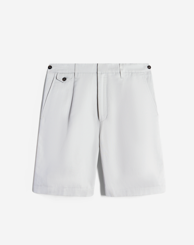 Shop Dunhill Cotton Linen Single Pleat Bermuda Shorts In Grey