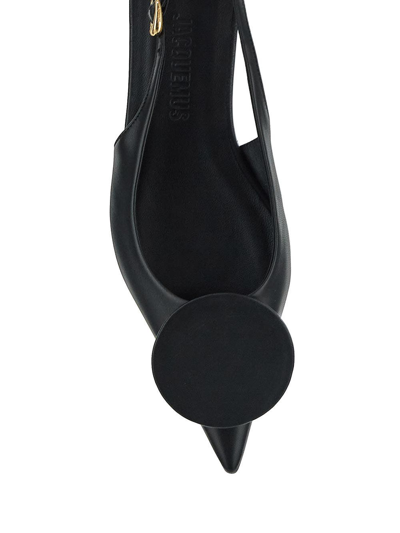 Jacquemus Les Duelo Plates Leather Slingback Flat In Black