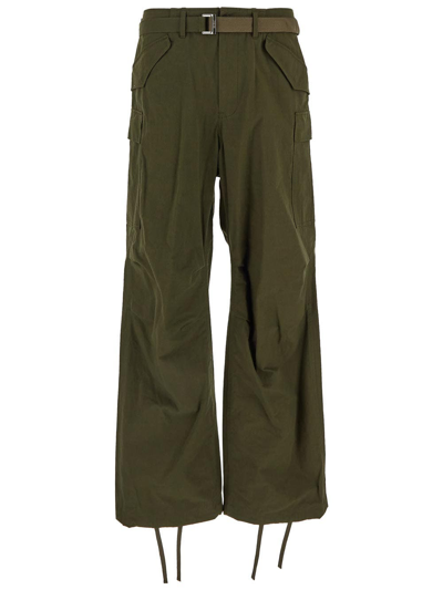 Shop Sacai Cargo Trouser In Green