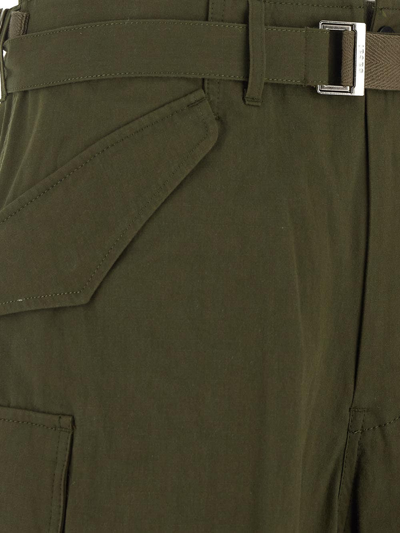 Shop Sacai Cargo Trouser In Green