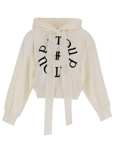 Shop Patou Cropped Medallion Logo Sweatshirt In White