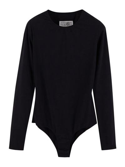 Shop Mm6 Maison Margiela Long Sleeves Bodysuit In Black