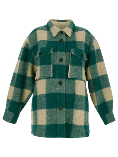 Shop Isabel Marant Étoile Checked Jacket In Green