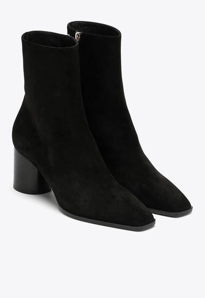 Shop Ferragamo 60 Leather Ankle Boots In Black