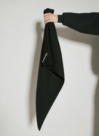 Shop Balenciaga Men Triangle Wool Scarf In Black