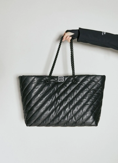Shop Balenciaga Women Crush Large Carry All Tote Bag In Black