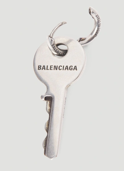 Shop Balenciaga Women Locker Earring In Silver