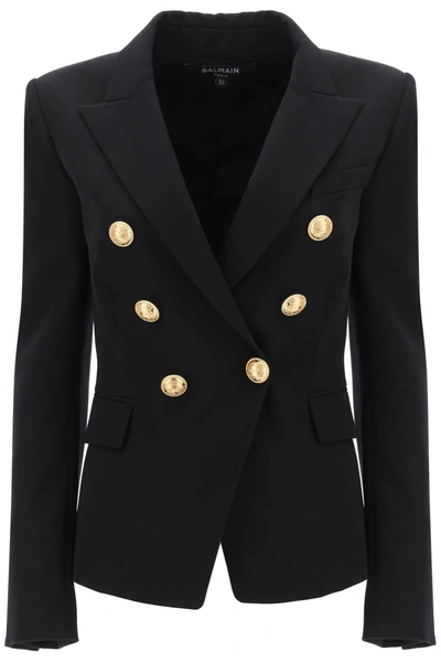 Shop Balmain Fitted Double-breasted Jacket Women In Black