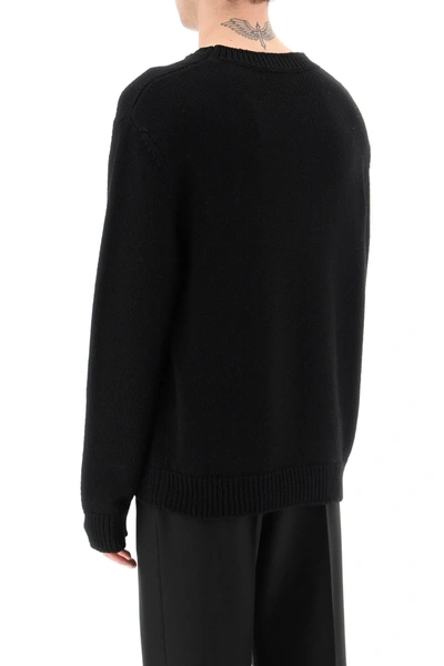 Shop Balmain Jacquard Logo Sweater Men In Black