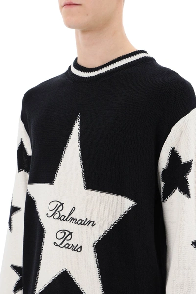 Shop Balmain Sweater With Star Motif Men In Multicolor