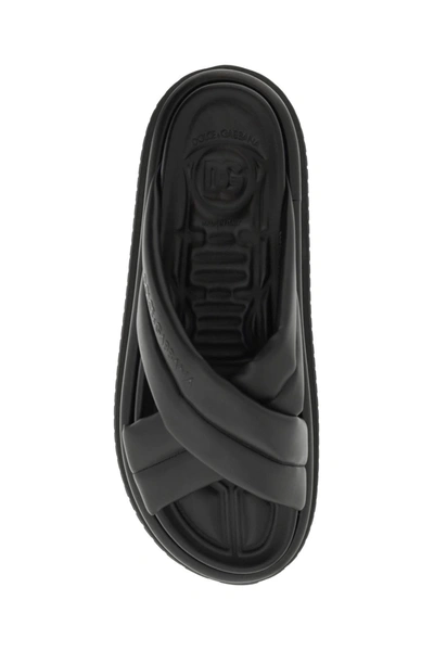 Shop Dolce & Gabbana Faux Leather Slides Men In Black