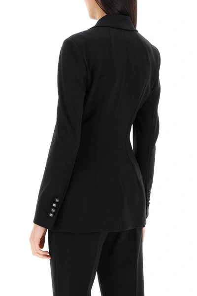 Shop Dolce & Gabbana Milano-stitch Jersey Single-breasted Jacket Women In Black