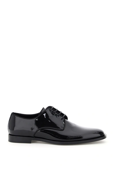 Shop Dolce & Gabbana Patent Leather Lace-up Shoes Men In Black