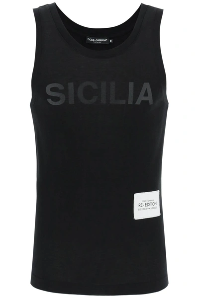 Shop Dolce & Gabbana Sicilia Print Re-edition Tank Top Men In Black
