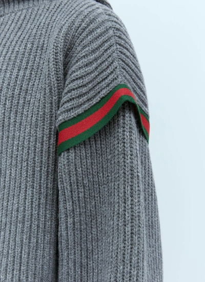 Shop Gucci Men Wool Cashmere Hooded Sweater In Gray