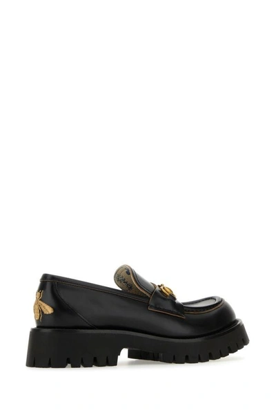 Shop Gucci Woman Black Leather Loafers