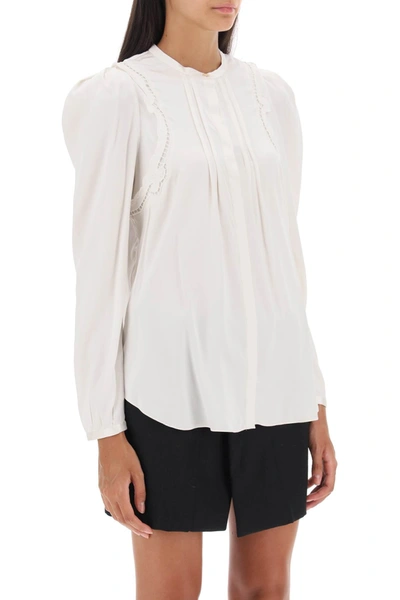 Shop Isabel Marant 'joanea' Satin Blouse With Cutwork Embroideries Women In White
