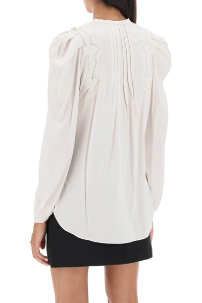 Shop Isabel Marant 'joanea' Satin Blouse With Cutwork Embroideries Women In White