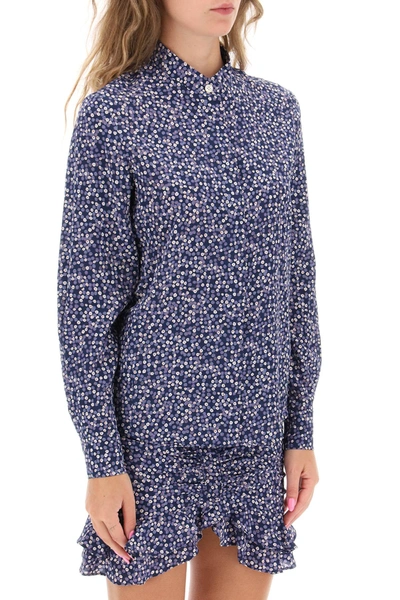Shop Isabel Marant Ilda Silk Shirt With Floral Print Women In Blue