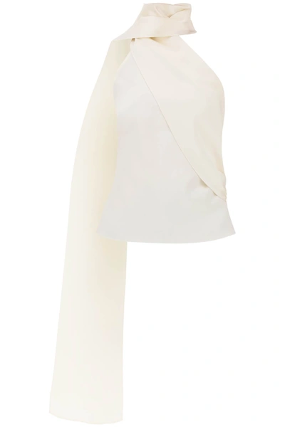 Shop Magda Butrym Silk Wrap Neck Top Women In White